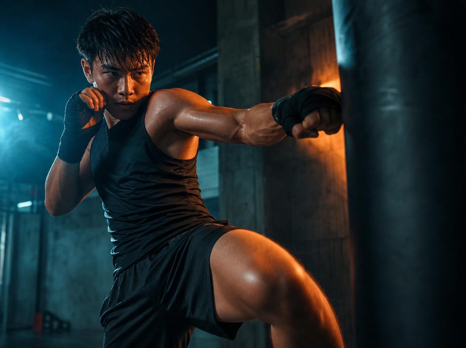 Coordination pied-poing en kick boxing